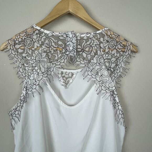 41 Hawthorn XL White Black Lace Sleeveless Top Fairy‎ Soft Girl Cottagecore - Picture 4 of 7